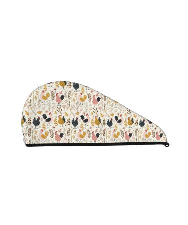 Ultra Plush Microfiber Hair Towel Wrap for Women Ultra Absorbent Twist Hair Turban Drying Cap Hair Wrap for Drying Curly Long & Thick Hair-Cartoon Chickens
