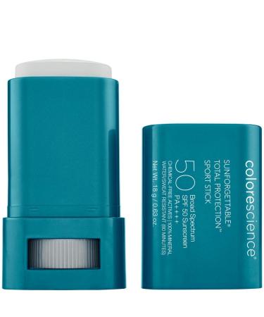 Colorescience Sunforgettable Total Protection Sport Stick SPF 50  Mineral  Broad Spectrum  Water/Sweat Resistant  Reef Safe  Hypoallergenic  1 Count (Pack of 1)