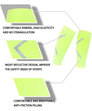 Leg Compression Sleeve - Comfortable Footless Socks for Fitness & Running | Fluorescent Green | Shin Splint Relief - Buy Online on GoSupps.com
