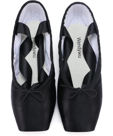 WENDYWU Professional Ballet Pointe Shoes for Kids Girls and Ladies - Pink PU Soled Dance Shoes with Toe Pads, Size 7 Black - Buy Online on GoSupps.com