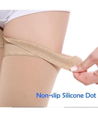 GLEMOSSLY Thigh High Compression Stockings 20-30 mmHg - Footless Firm Support Hose for Varicose Veins & Swelling - Beige Medium - Women & Men - Buy Online on GoSupps.com