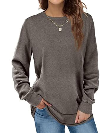 Crew Neck Shirts Long Sleeve Sweatshirts SkinFriendly Pullover Loose Fit and Casual for Home (M) Gray - Buy Online on GoSupps.com
