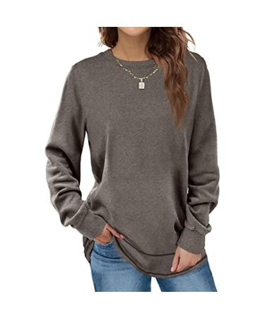 Crew Neck Shirts Long Sleeve Sweatshirts SkinFriendly Pullover Loose Fit and Casual for Home (M) Gray