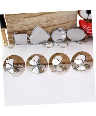 WRITWAA Metal Key Ring Metal Keychain Key Ring Pendant Buckle Key Chain Folding Metal Travel Vintage Vanity Mirror Double Side Compact Mirror - Buy Online on GoSupps.com