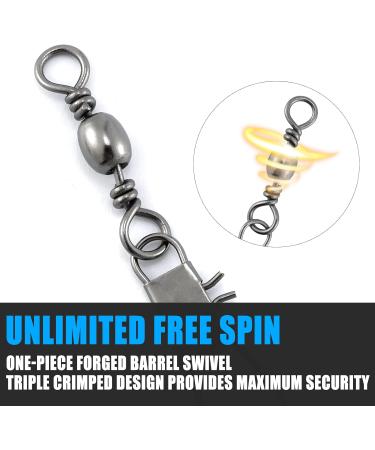 Dr.Fish 50 Pack Fishing Snap Swivels Barrel Swivel with Snap | Stainless Steel | Freshwater Tackles | Safty Interlock Snaps | Black Nickel Copper | 26-132Lb #14 | 50 Pack - Buy Online on GoSupps.com