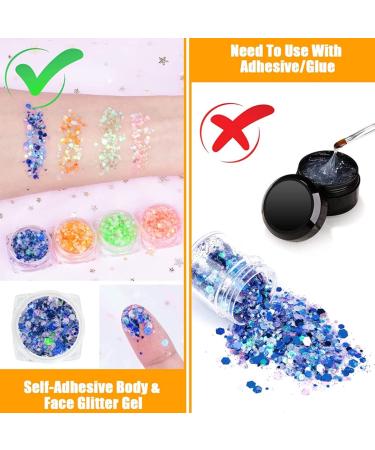 Glow-In-The-Dark Glitter Set | 12 Luminous Colors for Body Face & Hair | Self-Adhesive UV Black Glitter | International Shipping Available - Buy Online on GoSupps.com