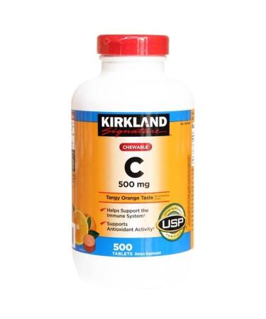 Kirkland Signature Chewable Vitamin C 500 Mg Tangy Orange Taste: 500 Tablets - Buy Online on GoSupps.com
