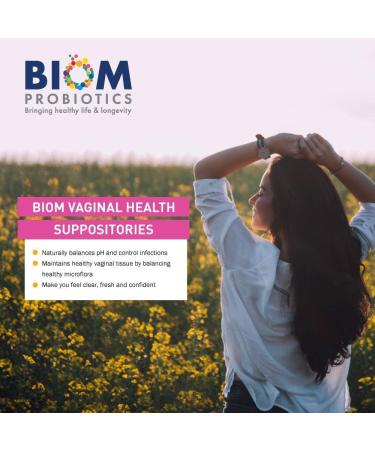 Biom Vaginal Probiotic Suppository - Natural pH & Odor Control - Lactobacillus Flora Balance - Paraben-Free, Fragrance-Free - 15 Count - Buy Online on GoSupps.com