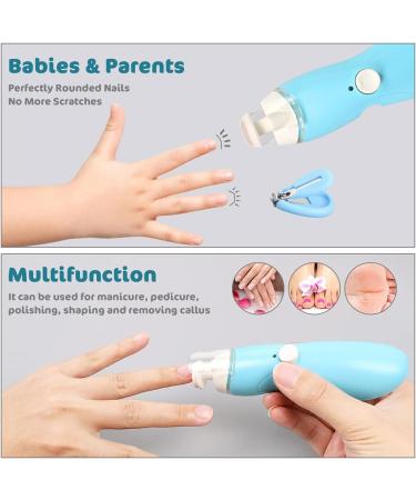 Vicloon 11 in 1 Electric Baby Nail Trimmer Set - LED Light, Whisper Quiet Design, 9 Grinding Heads, Nail Cutter - Blue - Buy Online on GoSupps.com
