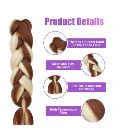 Aomig Braids Extensions - 24 Strands Synthetic Hair for Braiding in Brown/Cream - Perfect for Box Braids & Lichen Styles - Buy Online on GoSupps.com