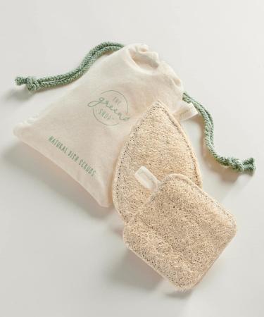 Giftcraft 094062 Loofah Dish Scrubbers with Pouch Set of 2 5.8-inch Length Loofah and Cotton