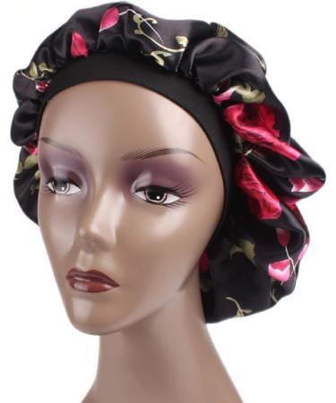 Simoda Satin Floral Night Cap for Curly Hair - Elastic Band Sleeping Cap | Premium Hair Care Satin Bonnet #1 - Buy Online on GoSupps.com