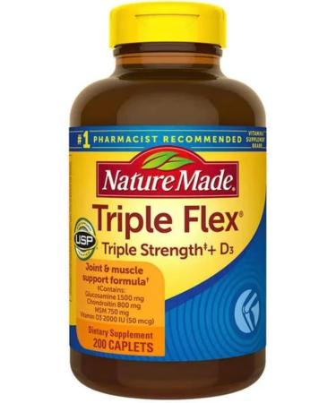 Nature Made TripleFlex Triple Strength Caplets (200) Unflavored 200 Count (Pack of 1)