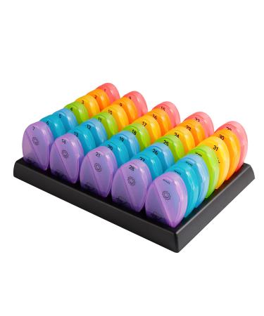 GIIYAA Monthly Pill Organizer,2 Times A Day,31 Day Pill Box,AM/PM Daily Pill Case Container with 35 Big Detachable Compartments Perfect for Travelling (2 Times a Day, Rainbow)