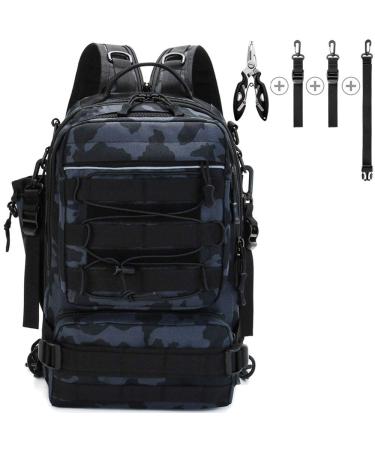 Fishing Tackle Backpack Storage Bag, Outdoor Shoulder Backpack, Fishing Gear Bags with Rod Holder and Fishing Plier Standard(14.5*9*5.5 Inch)-black Camo