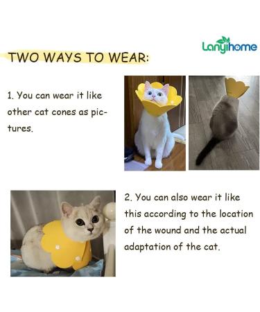 Lanyihome Cat Recovery Collar - Adjustable Cute Flower Neck Elizabethan Collars for Cats, Kittens, Puppies, Rabbits - Pack of 2 (Small Yellow+Pink) - Buy Online on GoSupps.com