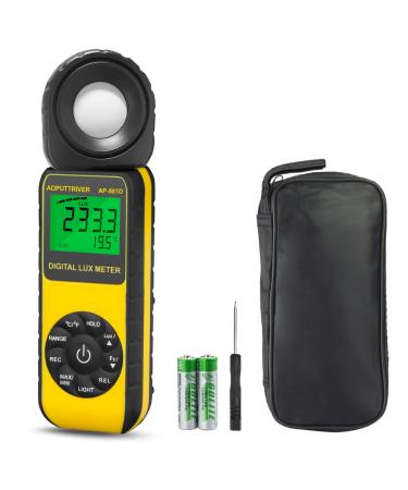 Light Meters 881D Digital Illuminance Meter Ambient Temperature Measurer with Range up to 400,000 Lux Luxmeter, Rotatable Head for 270 Degrees, Display 3999, Data Hold, Back Light, Data storag AP881D(0.01400,000 Lux)