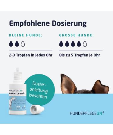 Dog Care24 Earring Oil for Dogs Cats & Pets - 100% Natural & Vegan Ear Care Solution for Itching Mites & Fungal Infections - Highly Effective 2x50ml - Buy Online on GoSupps.com