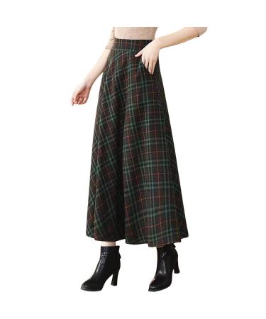 Women short winter chiffon swing Bell Rock Elegant elastic casual casual rock with asymmetrical waist winter plate skirt winter skirt for women in A-line green s
