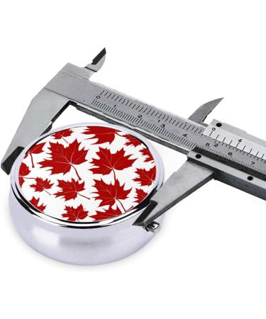 Red Maple Leaf Portable Metal Pill Box Mini Round 3-Compartment Travel-Friendly Design for Small Pills - Buy Online on GoSupps.com