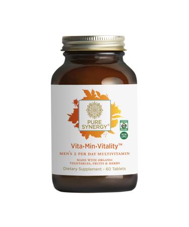 PURE SYNERGY Vita Min Vitality | 60 Tablets | 2 Per Day Multivitamin for Men Made with Organic Ingredients | Non-GMO | Vegan | Made with Organic Vegetables Fruit & Herbs