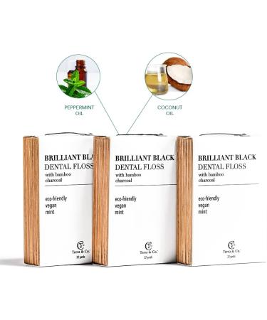 Terra & Co. Brilliant Black Dental Floss - 32 Yards | Eco-Friendly & Effective - Buy Online on GoSupps.com