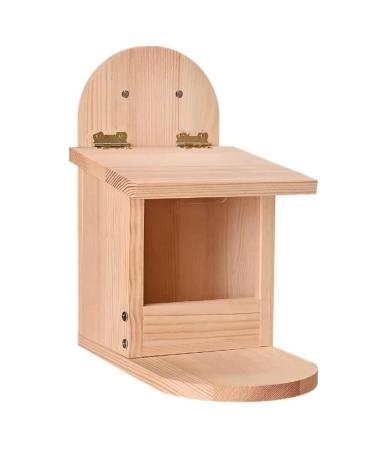Squirrel Feeder Visible Wooden Squirrel House with Movable Cover Funny Squirrel Feeder with Long Feeding Platform for Outside Backyard Garden Squirrel House