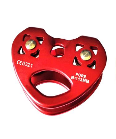 LicBund 25KN Climbing Technology Pulley Tandem Double Speed Pulley for Climbing Rescue Lifting, Red