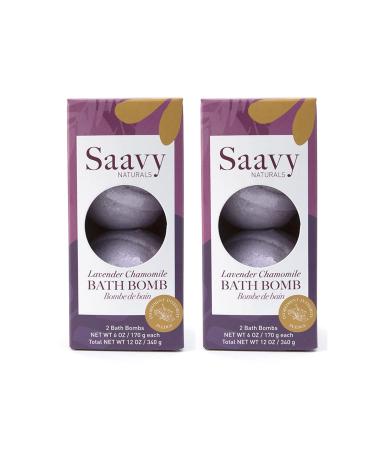 Saavy Naturals Lavender Chamomile Bath Bomb Duo Pack of 2 Lush Bath Bombs Gift for Kids and Women
