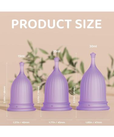 Set of 3 Reusable Menstrual Cups - Soft Silicone Tampon and Pad Alternative in Small, Medium, Large (Purple) - Buy Online on GoSupps.com