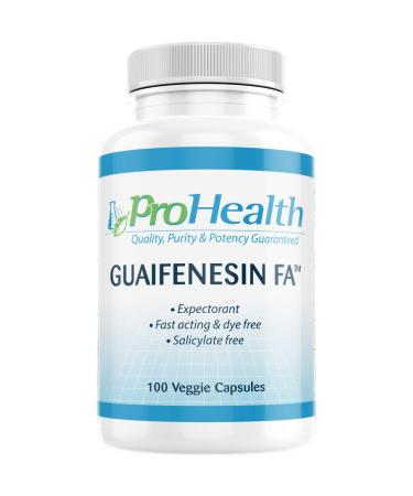 ProHealth Guaifenesin FA (400mg - 100 Veggie Capsules) Fast Acting | Immediate Release Expectorant | Helps Loosen Mucus | Relieves Chest Congestion