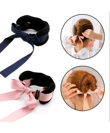 8-Piece Hair Bun Accessories Set | Donut Maker & Styling Tools for Girls - Black Pink & Blue - Buy Online on GoSupps.com