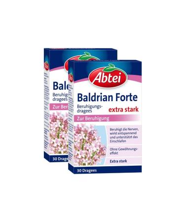 Abbey of the valerian forte - vegetable from the valerian root - to calm down and for sleep disorders - without getting used to - laboratory test - 30 dragees (pack with 2) 30 pieces (2 pack)
