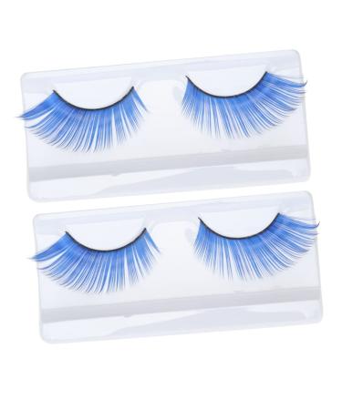 ABOOFAN 2 Pairs Blue Long Eyelashes Halloween Fake Lashes Makeup Long Fake Eyelashes Halloween Artificial Eyelashes Halloween Makeup Eyelashes Cosplay Miss False Eyelashes