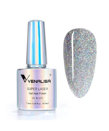 VENALISA 7.5ml UV gel nail polish Holographic Nail Polish Shining Glitter for UV Nail Lamp Long Lasting Manicure Glitter 7 ml (Pack of 1)