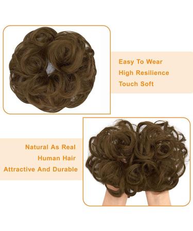 OMGREAT 2PCS Thick Updo Messy Hair Buns Curly Wavy Ponytail Extensions - Ginger Brown Mix Bleach Blonde - Buy Online on GoSupps.com