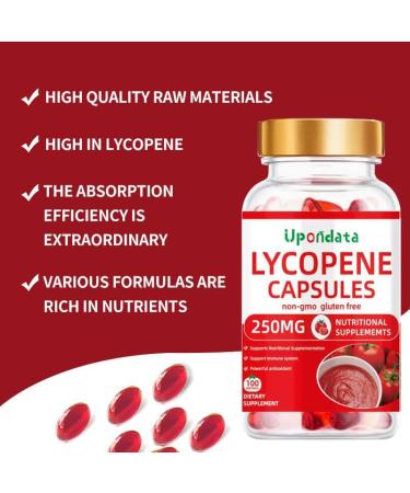 Lycopene Capsules 250mg - 100 Softgels Natural Tomato Extract Organic Complex Formula Supplement - Gluten-Free Non-GMO (One Capsule Weight 500mg Contain 250mg Lycopene Extract/Capsules) - Buy Online on GoSupps.com