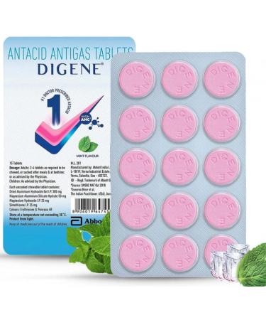 Digene - 60 chewable Antacid Tablets - Sugar Free Mint Flavour- Fast Effective Relief from Acidity Acid Reflux Heartburn IBS Bloating Indigestion Flatulence After Eating hot Food
