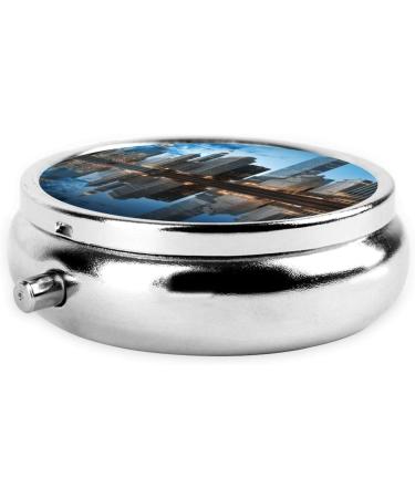 Chicago Reflected Printed Round Pill Box | Portable Travel Medicine Organizer | International Shipping Available - Buy Online on GoSupps.com