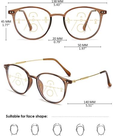 Koosufa Women's Progressive Multifocus Anti-Blue Light Reading Glasses - Stylish Metal Frame for Computer & Workplace Use - Buy Online on GoSupps.com