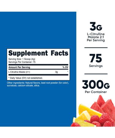 Nutricost L-Citrulline Malate 2:1 (300g) - Boost Muscle Performance & Nitric Oxide | Fruit Punch Workout Supplement - 75 Servings - Buy Online on GoSupps.com