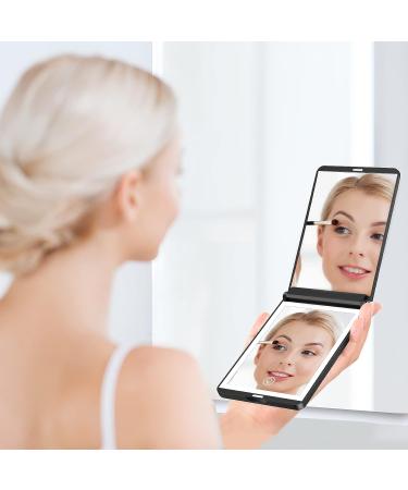 Benbilry LED Lighted Compact Makeup Mirror 1X/3X Magnification, Type-C Rechargeable, Adjustable Brightness, 300 Flip, Portable Travel Mirror - Foldable Handheld Mirror (Black) - Buy Online on GoSupps.com