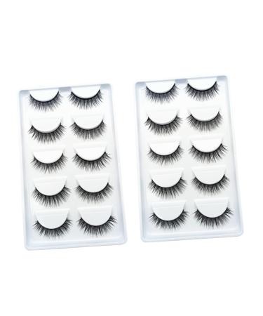 Beavorty 10 Pairs Fake eyelashes reusable eyelashes natural look magnetic lashes fluffy natural eyelashes false eyelashes for beginners short fake eye lashes chemical fiber make up 5d
