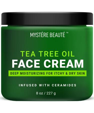MYST RE BEAUT  Tea tree Oil Face Cream Infused with Therapeutic Essential Oils and Vitamin C  Boosts Complexion  Lightens Look of Scars  Soothes Acne  Visibly Reduces Wrinkles - 8 oz