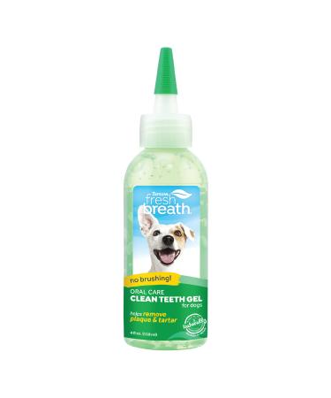 TropiClean Fresh Breath NO Brush Clean Teeth Oral Care Gel for Dogs - Dental Care Toothpaste Gel Helps Remove Plaque & Tartar + Breath Freshener Original 4 Ounce