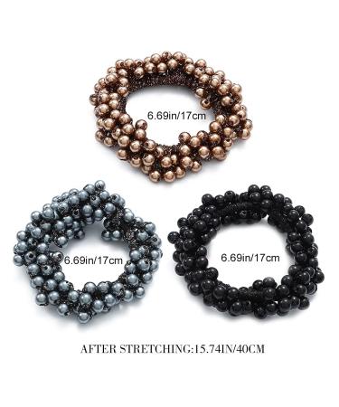 Brinie Champagne Hair Ties - Pearl Bead Scrunchies for Women & Girls (Pack of 3) - Buy Online on GoSupps.com