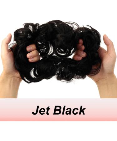 JJstar Messy Hair Bun Curly Wavy Scrunchies in Jet Black - Women's Synthetic Chignon Accessories - Buy Online on GoSupps.com