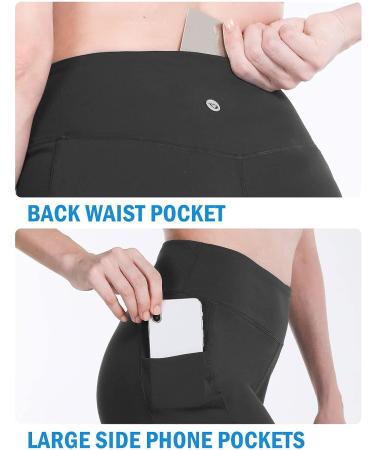 Baleaf Women's Long Bermuda Shorts High Waisted Yoga Running 3 Pocket - Black, Large - Buy Online on GoSupps.com