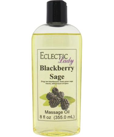 Blackberry Sage Massage Oil 8 oz With Sweet Almond Oil and Jojoba Oil Preservative Free Perfect for Aromatherapy and Relaxation 8 Ounce