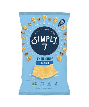 Simply 7 Lentil Chips - Non-GMO, Gluten Free, Kosher, Nut Free, Vegetarian, Vegan, Plant-Based, Cholesterol Free, Sugar Free - Sea Salt, 0.8 Ounce Bag (Pack of 24) Salted 0.8 ounce (Pack of 24)